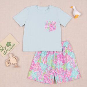 Boutique Tropical Print Boys Short Sleeve Shirt $ Shorts Outfit Set